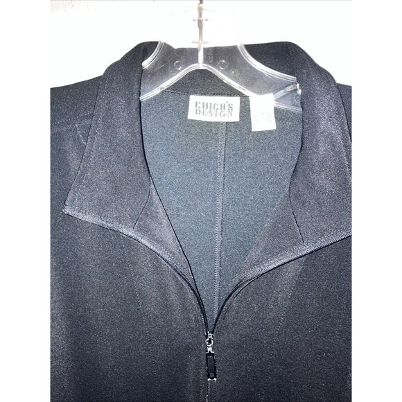chicos design jacket size 2 Black Zip Up Minimalist Warm Rayon - Picture 2 of 4